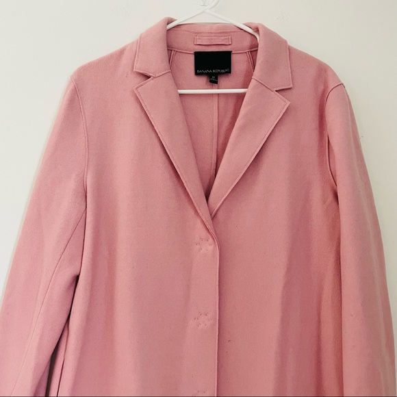 BANANA REPUBLIC Light Pink Long Peacoat Italian Fabric Size Medium - Picture 2 of 15